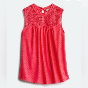 Daniel Rainn Fiona Lace Detail Sleeveless Coral Blouse